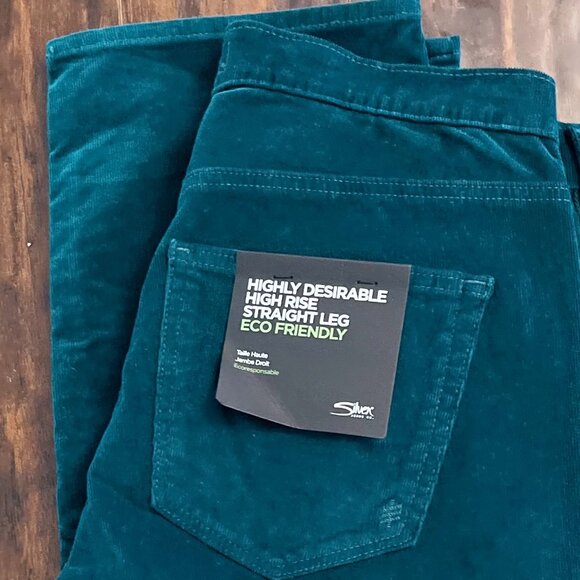 Silver Jeans - Highly Desirable High Rise Straight Leg Green Cord Jean W30 L28 - Picture 1 of 2